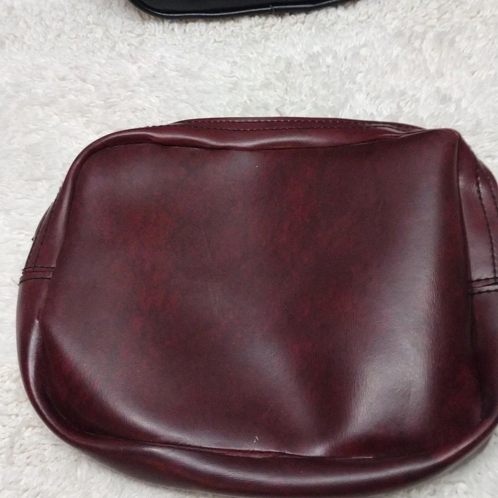 Smal Toiletry Zipper Burgundy and Black Bag Lot of 2 - Picture 5 of 8